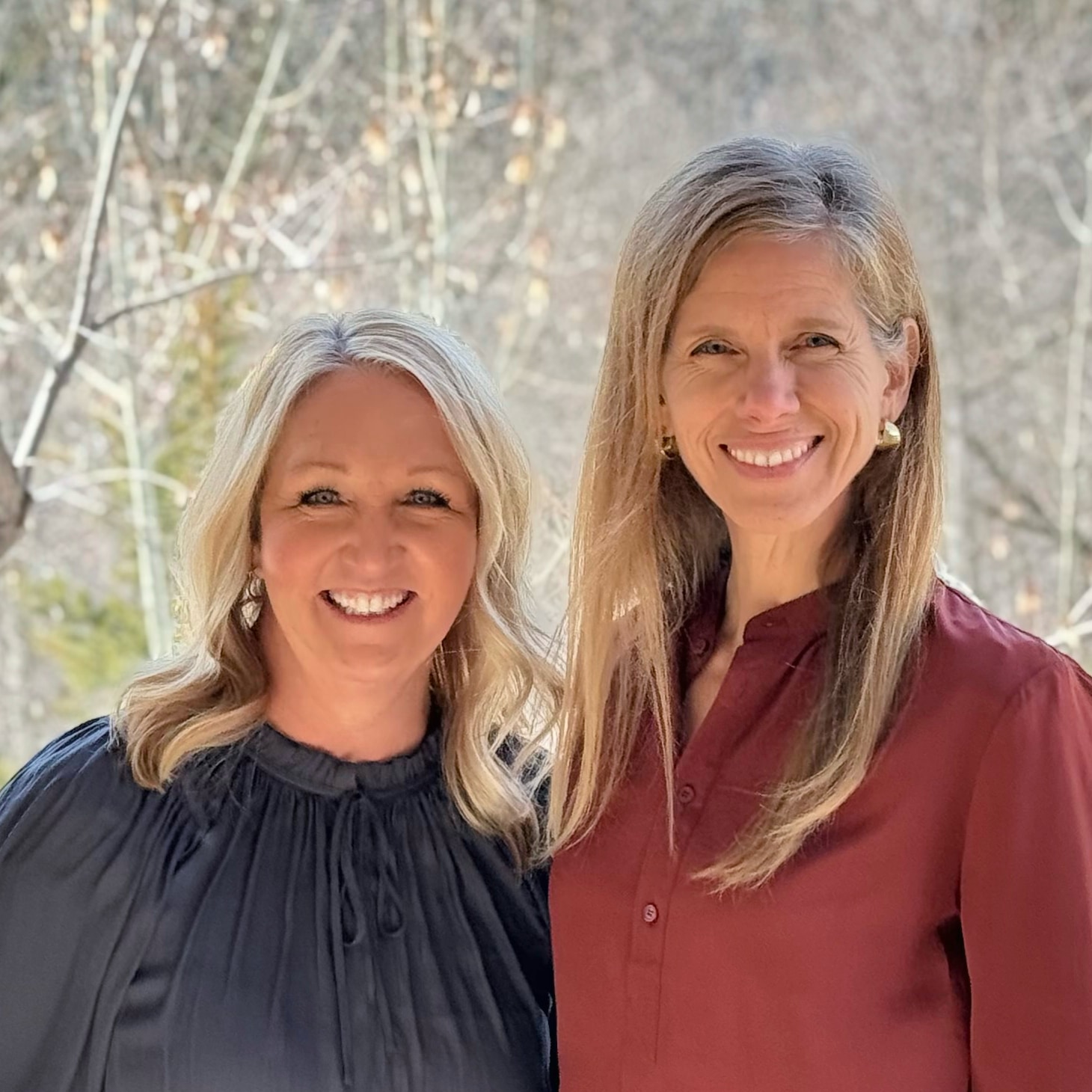 Jen Call and Rebecca Swindle at the cabin