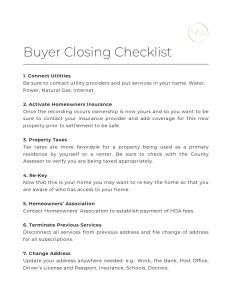 Buyer Closing Checklist, City Utilities & City Guides v20251111