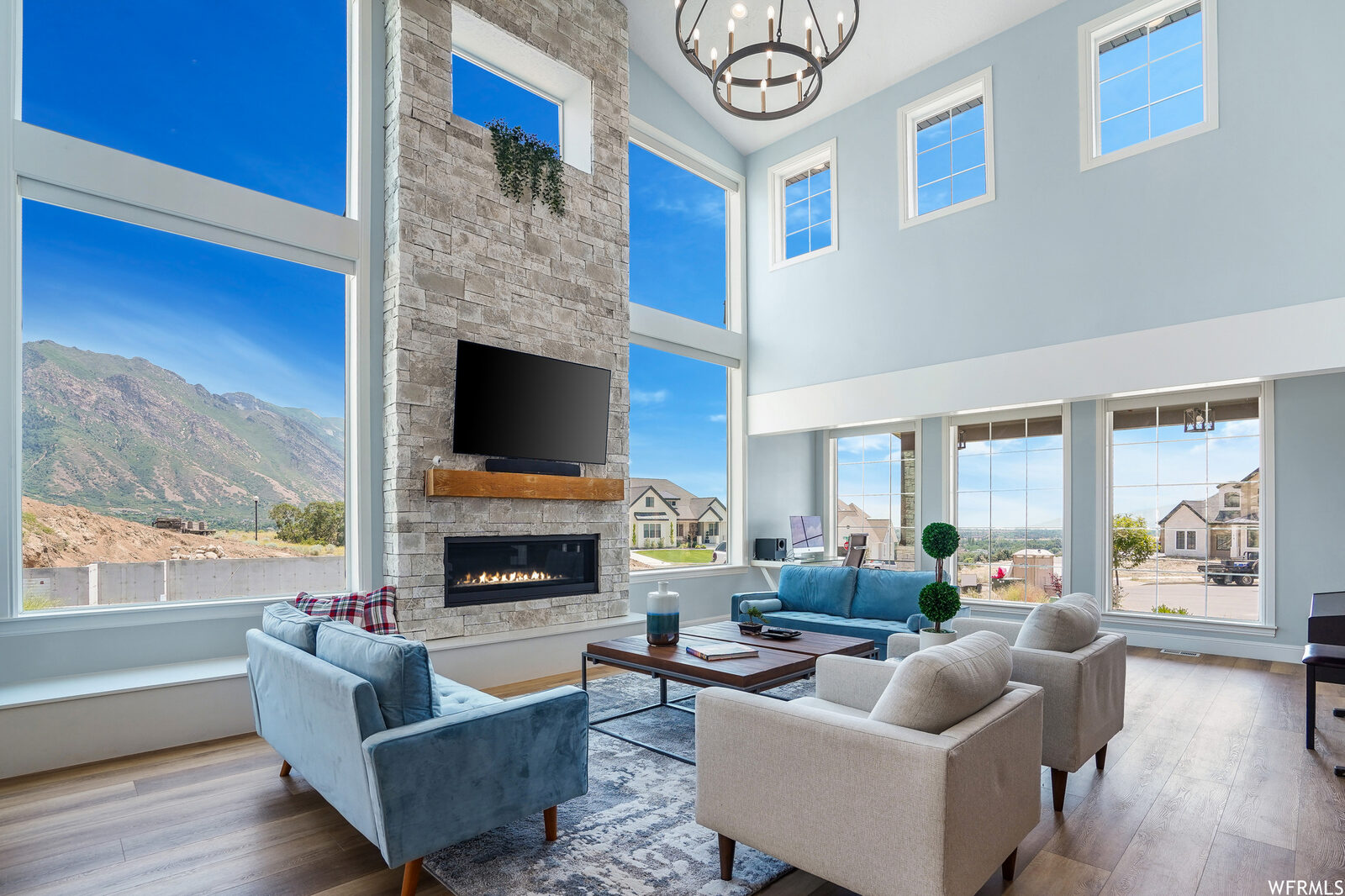 Two-story living room at 19 E Elk Court